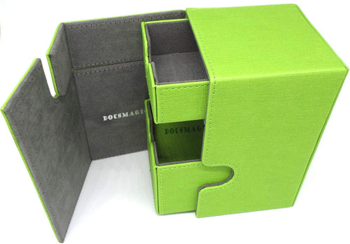 docsmagic.de Premium Magnetic Tray Box (100) Light Green + Deck Divider - MTG - PKM - YGO - Porta Mazzo Verde Chiaro