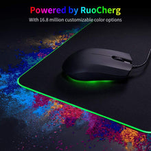 Carica l'immagine nel visualizzatore di Gallery, RuoCherg Tappetino Mouse Gaming, RGB Grande Mouse Pad 10 Effetti Luce XXL 800x300mm Superficie Liscio, Base in Gomma Antiscivolo Tappetino per Mouse per Computer, PC e Laptop (800 x 300)