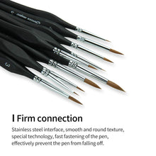 Carica l&#39;immagine nel visualizzatore di Gallery, Pennello dell&#39;artista-10 Pz 10pcs janpanese nylon detail brush set, Nero - Ilgrandebazar