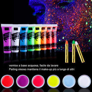 Lictin Vernice Fluorescente Colorato,Neon Kit per Pelle Viso Corpo,Fluo 15ml - Ilgrandebazar