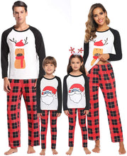 Carica l&#39;immagine nel visualizzatore di Gallery, Sykooria Set Pigiama di Famiglia di Natale, Completo da Notte in 100% Cotone con Stampa di Renne, con Maniche Lunghe e Pantaloni Scozzesi, Pigiama in Due Pezzi per Bambini Mamma papà
