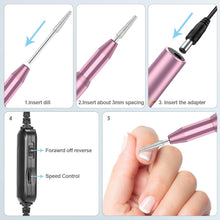 Carica l&#39;immagine nel visualizzatore di Gallery, Aggiornato Fresa per Unghie,Tesoky 11 in 1 Portatile Fresa Unghie professionale per Manicure e Pedicure and Casa e Salone DIY 2000 Giri Velocità Regolabile con Strumenti di Lucidatura (Rosa)