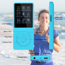 Carica l'immagine nel visualizzatore di Gallery, COVVY Slim Music Player 8GB portatile Lossless Sound 70 ore di schermo MP3 supporta fino a 64 GB (Azzurro)