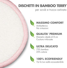 Carica l'immagine nel visualizzatore di Gallery, Dischetti Struccanti Lavabili in bambù, Riutilizzabili, Cotone Alta Qualità Panno Struccante Pulizia Viso Occhi Con Sacchetto Per Il Lavaggio 12 Pezzi