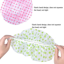Carica l'immagine nel visualizzatore di Gallery, Jinlaili 6 Pezzi Cuffie Doccia, Cuffia da Bagno in Plastica, Riutilizzabile Impermeabile Cuffie Capelli, Elastica Grande Showe Caps, Cuffia Doccia con Fascia Elastica per spa salone Viaggi Casa Hotel
