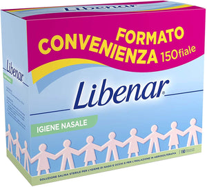 LIBENAR Soluzione fisiologica - Flaconcini isotonici monodose per detersione del naso e degli occhi e aerosol terapia - Adatta per bambini e neonati - 150 Flaconcini da 5 ml