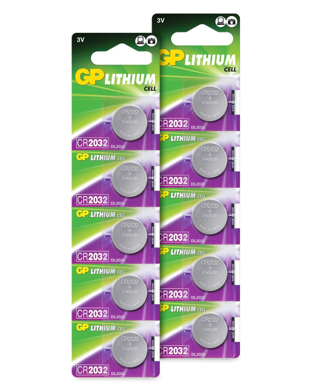 Pile CR2032 - Confezione da 10 Batterie a Bottone al Litio - 10 Pack