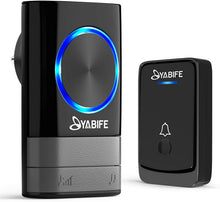Carica l'immagine nel visualizzatore di Gallery, Yabife Campanello Senza Fili, Campanelli Wireless Impermeabile da Esterno per Casa Ufficio, 45 Melodie e 4 Livelli di Volume, Indicatori LED, Portata 300m (1 Trasmettitore + 1 Ricevitori, Nero)