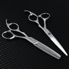 Carica l'immagine nel visualizzatore di Gallery, forbici in acciaio INOX forbici professionali da barbiere Haircut set con pettine e PU con custodia