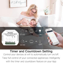 Carica l'immagine nel visualizzatore di Gallery, MoesGo Mini 2 Gang Modulo WiFi fai da te per interruttori luce, controllo remoto tramite app Smart Life/Tuya, compatibile con Alexa Echo e Google Home,1/2 Way