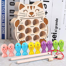 Carica l'immagine nel visualizzatore di Gallery, Giochi Montessori Magnetici di Pesca in Legno per 1 2 3 4 5 Anni Bambini, I Primi Giocattolo da Pesca in ​​Legno per I Miei Bambini 【E20200101GATTO】