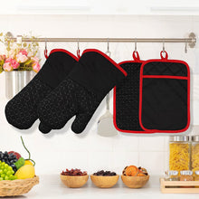 Carica l&#39;immagine nel visualizzatore di Gallery, Presine e Guanti da Forno,Guanto Forno Cotone Resistente al Calore Fino a 300 ℃ Antiscivolo Silicone Guanti Forno Cucina per Cucinare Barbecue Grigliate BBQ Arrostire