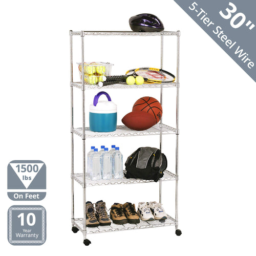 Seville Classics SHE14305ZB, Scaffale a 5 Ripiani, Metallo Argento (Silber) - Ilgrandebazar