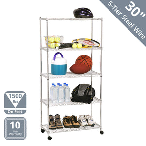 Seville Classics SHE14305ZB, Scaffale a 5 Ripiani, Metallo Argento (Silber) - Ilgrandebazar