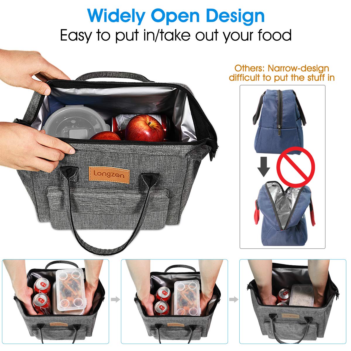 Borsa Termica Porta Pranzo 15L Portatile Borsa Frigo Borsa Pranzo Ufficio Termica per Uomo e Donna Pieghevole Borsa per il Pranzo Lunch Bag per Scuola Picnic Spiaggia (Grigio)-C Borsa Termica Porta Pranzo 15L Portatile Borsa Frigo Borsa Pranzo Ufficio Termica per Uomo e Donna Pieghevole Borsa per il Pranzo Lunch Bag per Scuola Picnic Spiaggia (Grigio)-C
