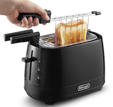 Carica l'immagine nel visualizzatore di Gallery, De'Longhi CTLAP2203.BK Tostapane con Pinze, Controllo Progressivo del Grado di Tostatura, Indicatori Luminosi, Cassetto Raccoglibriciole, Piedini Antiscivolo, Potenza 550 Watt, Plastica, Nero