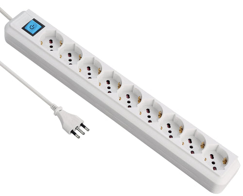Electraline 62079 Multipresa 9 Posti Polivalenti (Schuko + 10/16A) con Bianco - Ilgrandebazar