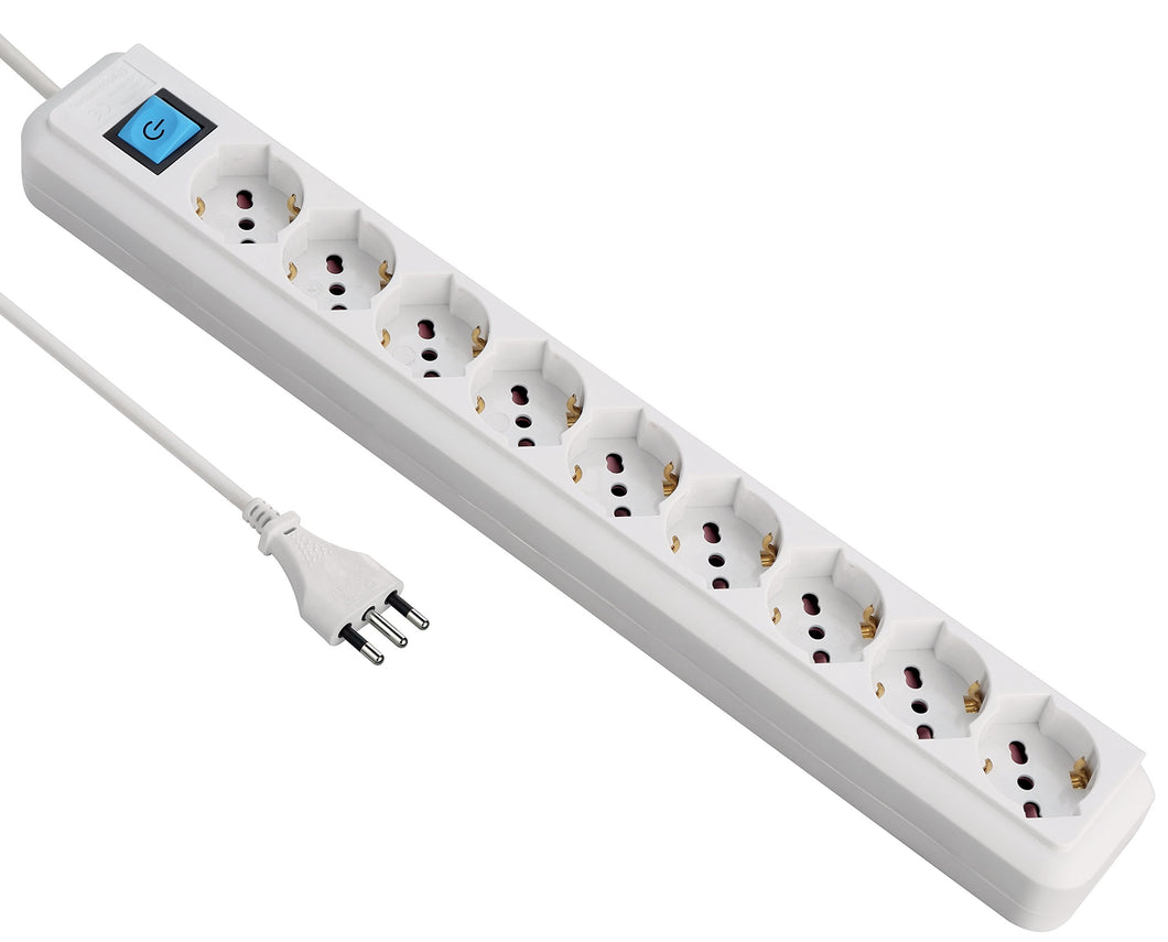 Electraline 62079 Multipresa 9 Posti Polivalenti (Schuko + 10/16A) con Bianco - Ilgrandebazar