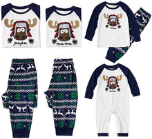 Carica l'immagine nel visualizzatore di Gallery, chaochao Pigiama 2 Pezzi Natale Genitori e Bambini allo Stesso Modo Camicia Invernale Maniche Lunghe Stampa Alci Pantaloni Lunghi delle Nevi per Famiglie Inverno Natale
