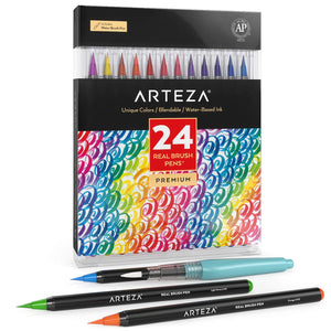 Arteza Pennarelli Acquerello Professionali, Set da 24 Colori, multicolore - Ilgrandebazar
