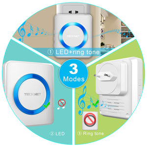 TECKNET Campanello Senza Fili, 1 Trasmettitore + 1 Ricevitori, Bianco - Ilgrandebazar