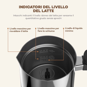 VAVA IT VA-EB008 Montalatte Elettrico Schiumatore Acciaio Inox caffè Argento - Ilgrandebazar