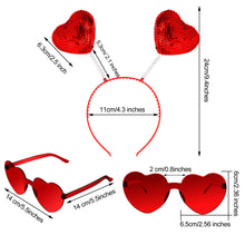 Carica l&#39;immagine nel visualizzatore di Gallery, 3 Paia Occhiali a Cuore da Sole di San Valentino e 3 Pezzi Boppers Testa... - Ilgrandebazar