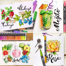 Carica l&#39;immagine nel visualizzatore di Gallery, 132 Brush Pen Lettering Pennarelli a Doppia Punta Artistici con Punta a Pennello per Calligrafia Colorazione, Disegno, Pittura per Adulti