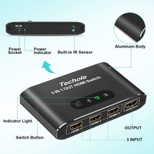 Carica l&#39;immagine nel visualizzatore di Gallery, HDMI Switch, Techole Alluminio Splitter 3 In 1 Uscita con Telecomando,... - Ilgrandebazar