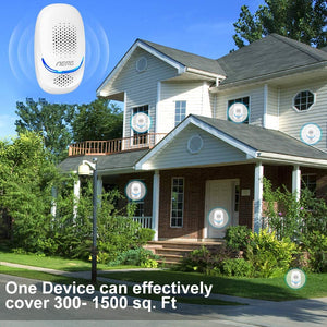 [2020 NEW] Aerb Repellente ad Ultrasuoni, 10W Antizanzare Ultrasuoni Portatile ad innesto, 100% Sicuro per Persone e Animali, per Topi, Pulci, Zanzare, Roditori, Scarafaggi, Formiche, Ragni, 2 Pezzi