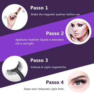Ciglia Magnetiche Con Eyeliner Magnetico Kit, 5 Paia Di Ciglia Finte Naturali E Di Lunga Durata, Ciglia Finte Magnetiche Riutilizzabili Senza Colla