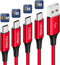 Carica l'immagine nel visualizzatore di Gallery, RAVIAD Cavo Micro USB [4 Pezzi:0.3m,1m,2m,3m] Cavo USB Micro USB Ricarica Rapida Nylon Intrecciato Caricabatterie Android per Samsung Galaxy S7 S6 S5 J7, Xiaomi, Huawei, Honor, Sony, LG, Nokia, Kindle