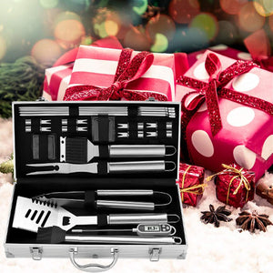 Romanticist 21Pc Set Barbecue in Acciaio Inox 37 x 16 x 6.5cm, Silver - Ilgrandebazar