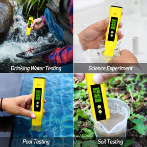 Mture PH Tester Misuratore Digitale, Alta Precisione con LCD Giallo - Ilgrandebazar