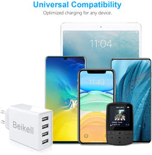 Carica l'immagine nel visualizzatore di Gallery, Caricatore USB, Beikell Caricatore USB da Muro a 4 Porte 5A / 25W con Tecnologia Smart-Adaptive di ricarica rapida