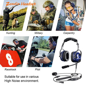 Zeadio Cyanine militare Noise Cancelling Overhead Headset 2 spina per... - Ilgrandebazar