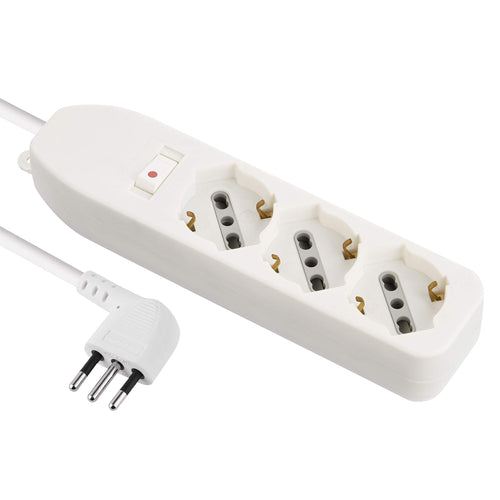 Electraline 61998 Multipresa 3 Posti polivalenti, Cavo 1,5 m, Spina Bianco - Ilgrandebazar