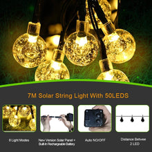 Carica l'immagine nel visualizzatore di Gallery, Catena Luminosa Esterno, TOGAVE LED Luce Stringa Solari Lucine 50 LED Lampadines IP65 Impermeabile Luci Da Esterno per Giardino, Matrimonio, Festa Bianco Caldo [Classe di efficienza energetica A+++]