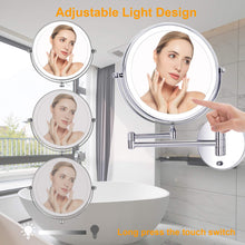 Carica l&#39;immagine nel visualizzatore di Gallery, Amelar 8 Pollici Specchio Trucco con da Parete, Luci a 3 Colori Luminosità Regolabile Ricaricabile Tramite USB, Ingrandimento 1X/10X Rotazione a 360° Bifacciale Specchio Bagno, per Bagno e Hotel