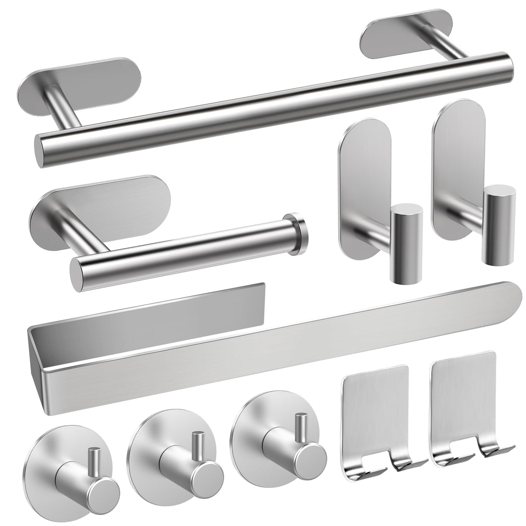 AIKER Porta Asciugamani Bagno,Versione aggiornata Porta Asciugamani Bagno Adesivo 10PCS,Acciaio Inossidabile SUS304 Ispessito di Accessori Bagno Per Mobili da Bagno o arredo Bagno a Parete