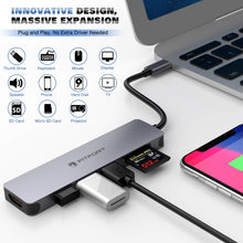 Carica l&#39;immagine nel visualizzatore di Gallery, Hub USB C Adattatore Multiporta 7 in 1 C Portatile 6-1, Grigio