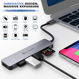 Hub USB C Adattatore Multiporta 7 in 1 C Portatile 6-1, Grigio