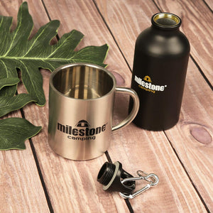 Milestone - Tazza da Campeggio in Acciaio Inox, Colore 0,3 l, argento - Ilgrandebazar