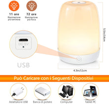 Carica l'immagine nel visualizzatore di Gallery, Lampada da Comodino LED, Tanbaby Lampada Notturna LED con 3 Luminosità di Luce Calda+ Luce Muliticolore Regolabile RGB Lampada da Comodino per camera da letto, soggiorno, ufficio, esterno e festa
