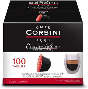 Caffè Corsini - Classico Italiano Miscela di Caffè in Capsule Compatibili Nescafè* DolceGusto*, Gusto Deciso - Confezione da 100 capsule