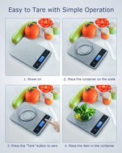 Carica l&#39;immagine nel visualizzatore di Gallery, Drcowu Bilancia Cucina Digitale, 15kg Bilancia da Cucina Professionale con Funzione Tare, Grande Display LCD, Alta Precisione 1g/0,1oz Pesa Alimenti, Facile da Leggere e da Usare, Argento