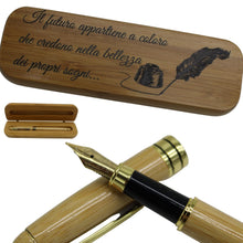 Carica l&#39;immagine nel visualizzatore di Gallery, Amore Legno Sforza Penna Stilografica Elegante, Idee Regalo Uomo e Donna, Regali Laurea Compleanno con Frasi Motivazionali, Scatola in Legno di Bamboo (A)