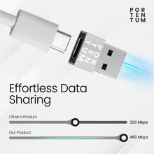 Carica l&#39;immagine nel visualizzatore di Gallery, PORTENTUM adattatore USB c USB a - USB C Femmina a USB Maschio, Velocità 2.0, 480 MB, corpo premium in zinco ad alta resistenza al calore - adattatore USB a Tipo C di soli 4 grammi