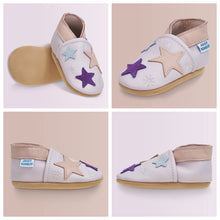Carica l'immagine nel visualizzatore di Gallery, Juicy Bumbles Scarpe Bimba Primi Passi Scarpine Neonata in Morbida Pelle - Stelle - 6-12 Mesi