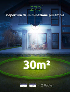 Luce Solare LED Sensore di Movimento, Lampada 300 LED, IP67 2 PEZZO - Ilgrandebazar